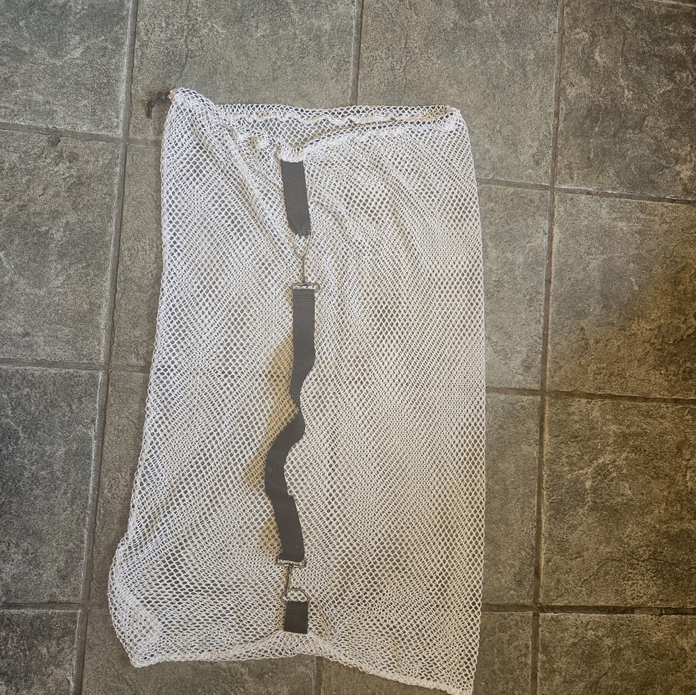 White Mesh Ball Bag with Black Strap